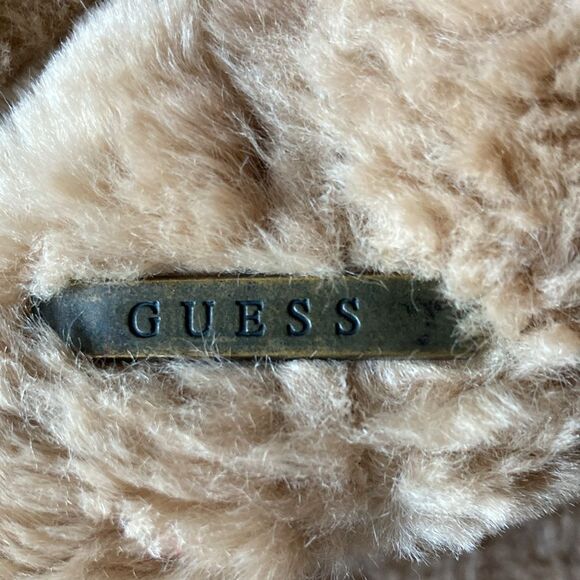 Vintage Guess Genuine Leather Faux Fur Three Button Jacket Size Medium - Picture 9 of 15